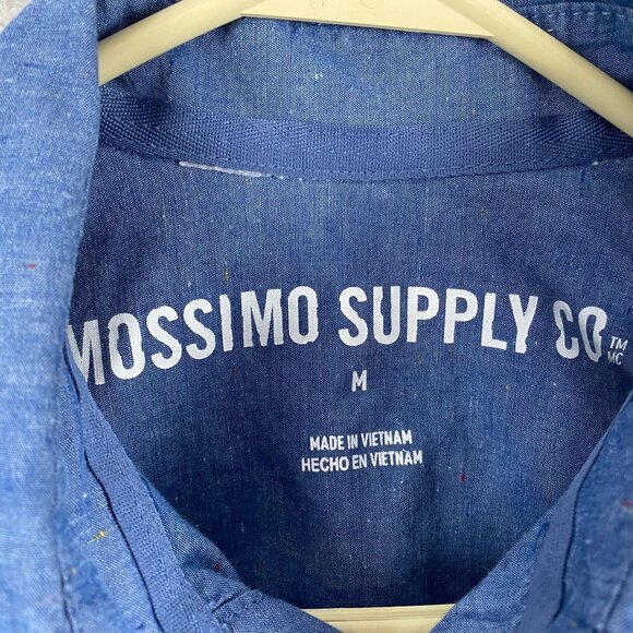 Mossimo Supply Co Mens Chambray Shirt Medium Blue Short Sleeve Casual Button Up - Picture 3 of 12